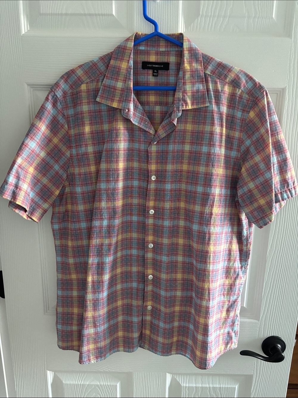 Westbound Multicolor Short-Sleeve Plaid Button-Down Shirt
